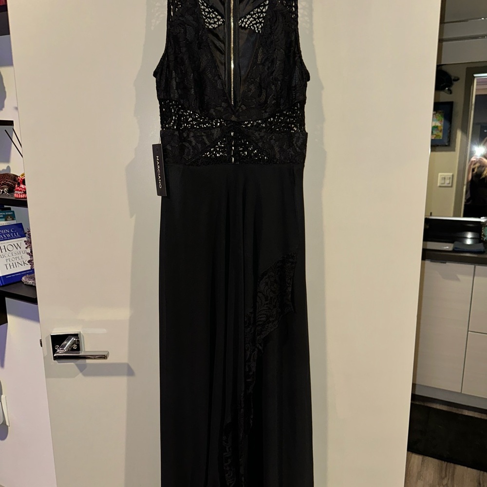 Marciano Black Asymmetrical Lace Dress